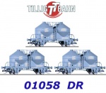 01058 Tillig TT Set  of three dust silo cars type Ucs-c 9122 of the DR