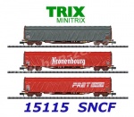15115 TRIX MiniTRIX N Set of 3 sliding tarp car Rilns of the SNCF