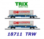 18711 TRIX MiniTRIX N Set of two deep flat Cars type Sdkmms, TRW