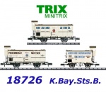 18726 TRIX MiniTRIX N Set 3 pivovarských vozů I. epochy, K.Bay.Sts.B