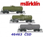 46463 Marklin Set 3 cisternových vozů s brzdařskou plošinou řady Zaes, ČSD