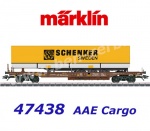 47438 Marklin Flat car type Sdgms of the AAE Cargo with a semi rig Schenker Sweden