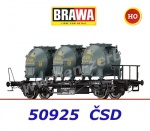50925 Brawa Container Car Type BTs30 wth 3  malt containers 
