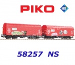 58257 Piko Set of two sliding tarp cars type Calb of the NS with graffiti