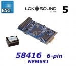 58416 ESU Sound Decoder Loksound 5 - 6-pin NEM651