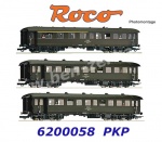 6200058 Roco Set of three 4-axle passenger coaches (ex DRG) of the PKP