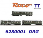 6280001  Roco TT Set of three “Altenberg” type passenger coaches of the DRG
