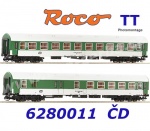 6280011 Roco TT Set of 2 Passenger coaches Y/B 70, CD - Set No.2