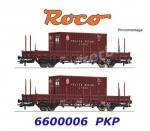 6600006 Roco Set of 2 stake wagons, type Ks  with “Polish Ocean Lines” containers of the PKP