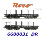 6600031 Roco Set of two heavy-duty wagons, type Rlmmp, of the DR