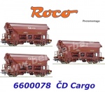 6600078 Roco Set of three swivel roof wagons type Tdns of the CD Cargo
