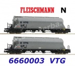 6660003 Fleischmann N Set dvou silo vagonů řady  Uacs-x, VTG