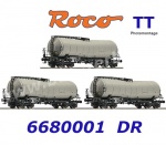 6680001 Roco TT Set of 3 Tank Cars Type ZZhs of the DR