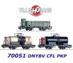 70051 Tillig Set 3 nákladních vozů lokální dráhy Debrecen, PKP a CFR