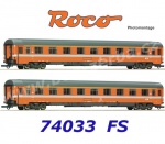 74033 Roco  Two Eurofima express train coaches for the EC “Mont Cenis” of the FS