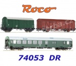 74053 Roco 3 piece wagon set: Construction/maintenance train, DR