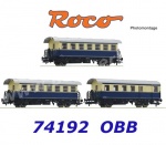 74192 Roco Set tří osobních vozů s nást. plošinami, OBB