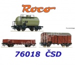 76018 Roco set of 3 cargo wagons, CSD