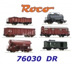 76030 Roco 6-piece set: Goods train with end lightning, of the DR
