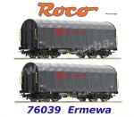 76039 Roco 2 piece set of sliding tarpaulin wagons, type Shimmns, of the Ermewa