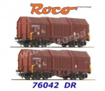 76042 Roco Set of 2 telescopic hood wagons, type Shimmns, of the DR