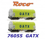 76055 Roco Set of 2 slide tarpaulin wagons type Shimmns of the GATX