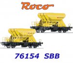 76154 Roco Set of 2 Hopper Cars Type Fccnpps, of the SBB