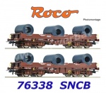 76338 Roco Set of 2 coil transport wagons without covers, type Shimmns of the SNCB