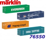 76550 Marklin Four 40-foot standard box containers for various firms, H0
