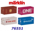 76551 Marklin Four 20-foot standard box containers for various firms, H0