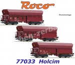 77033 Roco Set of three self-unloading wagons type Fals of the Holcim