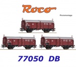 77050 Roco Set of three 2-axle sliding roof wagons, type Tcs, of the DB