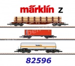 82596 Märklin Z Set 3 nákladních vozů s různým nákladem