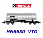 HN6630 Arnold N 4-axle tank wagon (isolated), "chrome"-livery, "VTG"