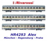 HR4293 Rivarossi 3 dílná souprava rychlíkových vozů 2.třídy řady UIC-Z "ALEX"