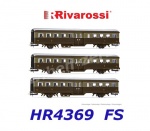 HR4369 Rivarossi Set of 3 passenger coaches 3rd class  "Corbellini" of the FS