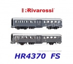 HR4370 Rivarossi Set of 2 passenger coaches "Corbellini" 1947 in gray livery of the FS