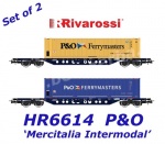 HR6614  Rivarossi  2-unit pack Container wagon with 45' containers "P&O Ferrymaster"
