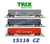 AKCE 15116 TRIX MiniTRIX N  Set 3 vozů se shrnovací plachtou,  CD Cargo, ZSSK Cargo a HZ Cargo