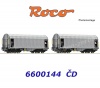 6600144 Roco Set of 2 sliding tarpauline wagons type Shimmns of the CD