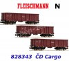 828343 Fleischmann N Set 3 otevřených nákladních vozů řady Eas, ČD Cargo