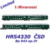 HRS4330 Rivarossi 4-dílná dvoupatrová jednotka Bp 943, ČSD, epocha IV