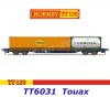 TT6031 Hornby TT  Kontejnerový vůz s 1 20-stopým a 1 40-ti stopým kontejnerem, Touax KFA