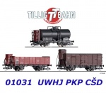 01031 Tillig TT Set of 3 freight cars II.epoch of the CSD, PKP and UWHJ