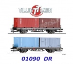 01090 Tillig TT Set 2 kontejnerových vozů řady Lgkks 4444 se  4 kontejnery, DR