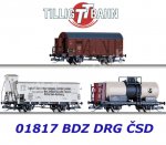 01817 Tillig TT Set of 3 Freight Cars of the BDZ, DRG and CSD