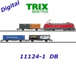 11124-1 TRIX MiniTRIX N Set locomotive Class 182 and 3 container cars, DB - DCC digital