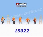 15022 Noch  Fire Brigade in orange protective clothes, 5 Figures, H0