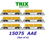 15075 TRIX MiniTRIX N  Set 6 kontejnerových vozů řady Sgmmns 190, AAE.