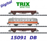 15091 TRIX MiniTRIX N 3-dílný set  vozů vlaku "Inspekce tratě", DB